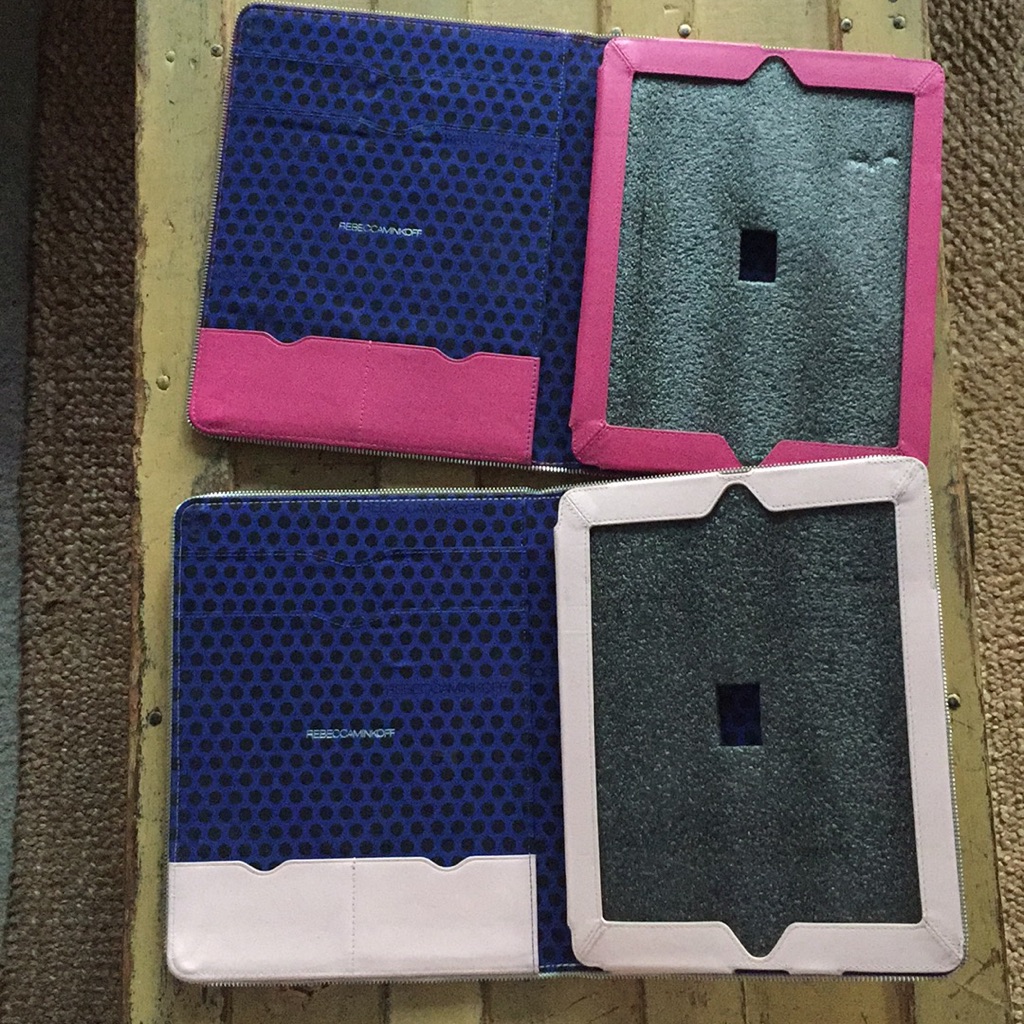 Nwot Rebecca Minkoff Designer 100% Leather Light Pink Hot Pink Slim Ipad Case